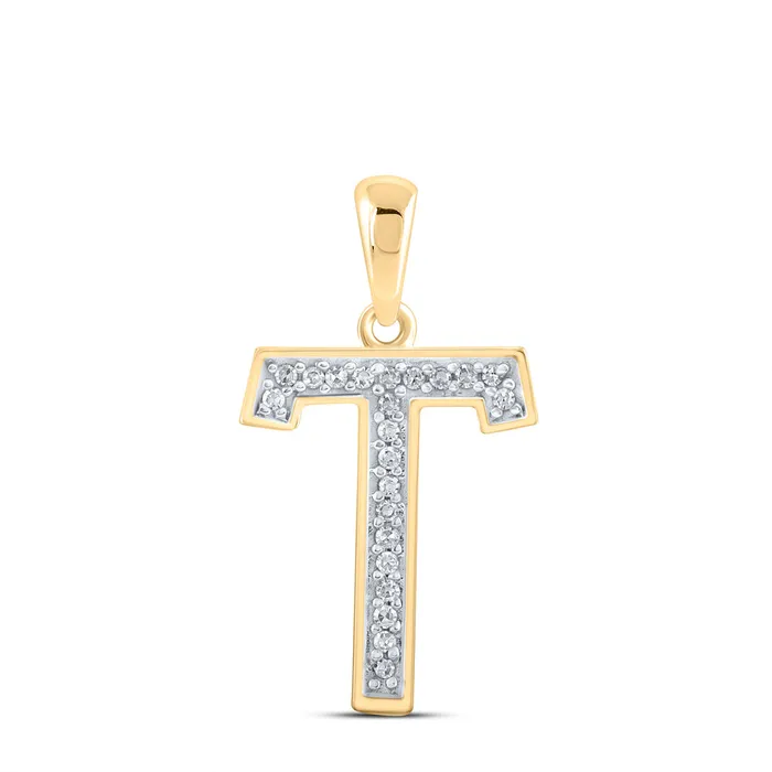 GND Necklaces Gold Initial T Letter Pendant 120 Cttw Round Natural Diamond Womens 049 grams GND Necklaces Gold Initial T Letter Pendant 120 Cttw Round Natural Diamond Womens 049 grams