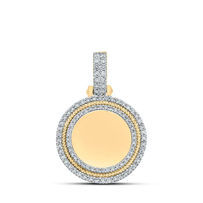 GND Necklaces Gold Memory Circle Charm Pendant 114 Cttw Round Natural Diamond Mens 736 grams