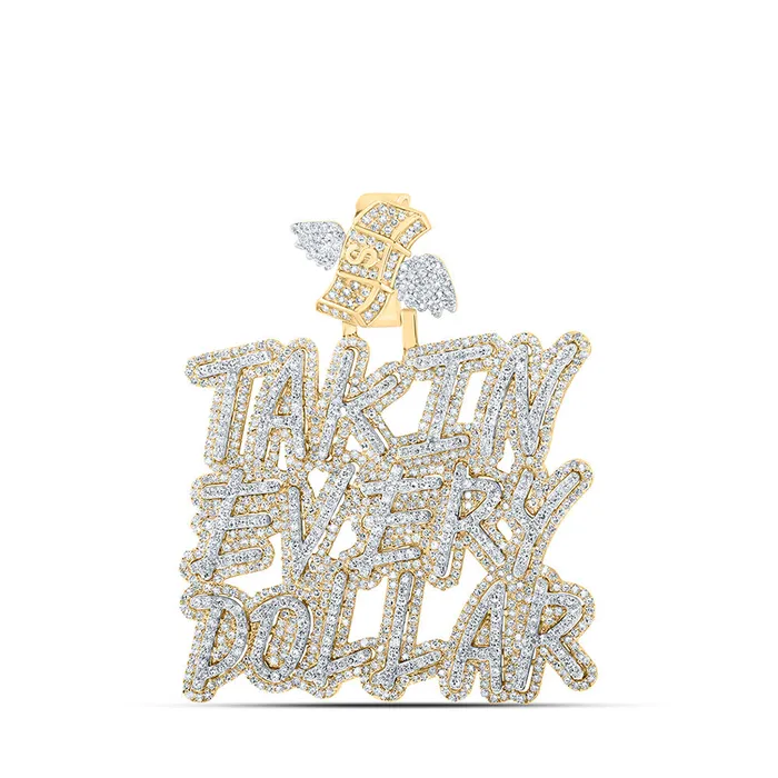GND Necklaces Gold TAKIN EVERY DOLLAR Phrase Charm Pendant 358 Cttw Round Natural Diamond Mens 1543 grams GND Necklaces Gold TAKIN EVERY DOLLAR Phrase Charm Pendant 358 Cttw Round Natural Diamond Mens 1543 grams