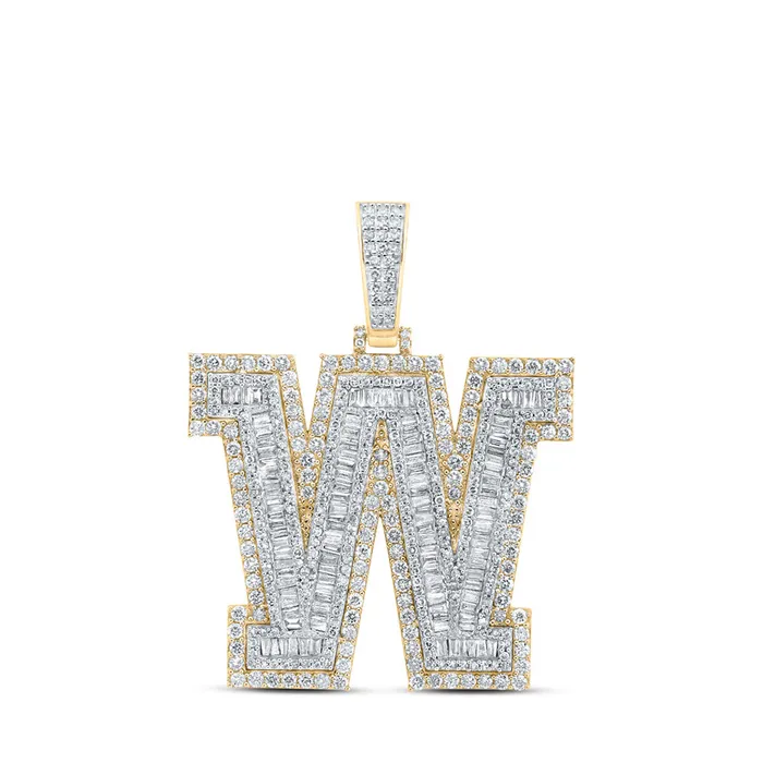GND Necklaces Gold W Initial Letter Charm Pendant 458 Cttw Baguette Natural Diamond Mens 1668 grams GND Necklaces Gold W Initial Letter Charm Pendant 458 Cttw Baguette Natural Diamond Mens 1668 grams