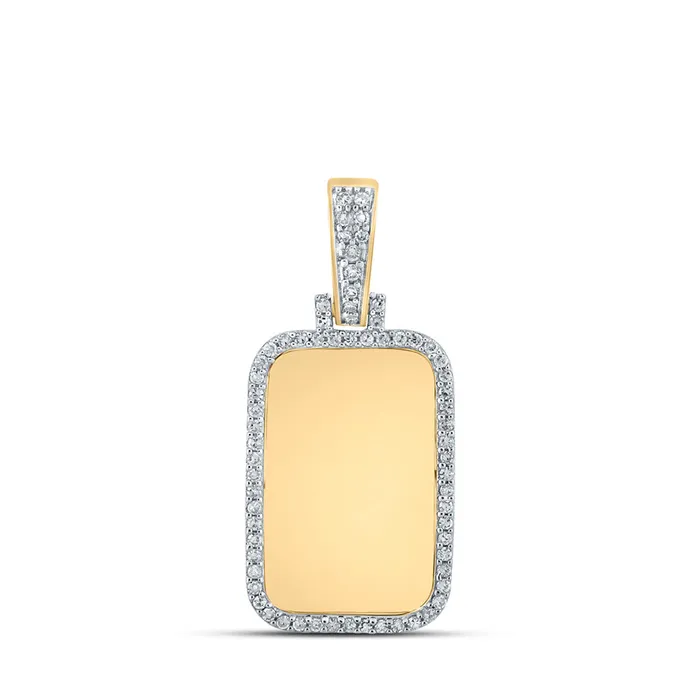 GND Necklaces Trendy Mens Gold Diamond Dog Tag Pendant 13 Cttw Round Natural Diamonds 06 grams