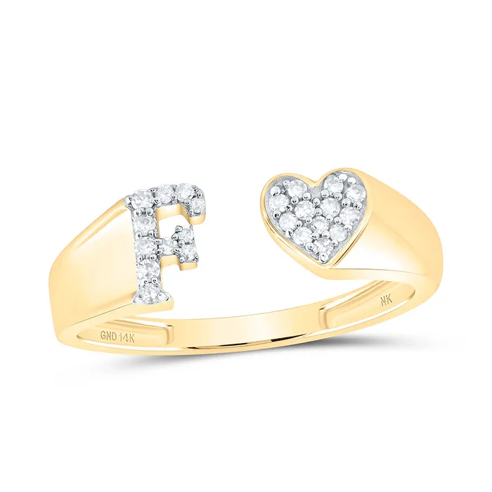 GND Rings 110CtwNat Dia Nk Gift Initial F Ladies Heart Ring 184 grams