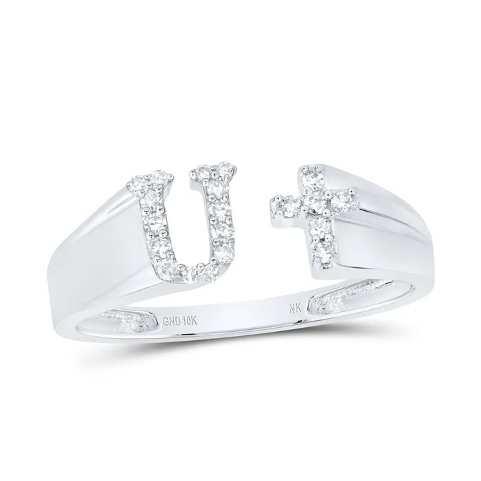 GND Rings 110CtwNat Dia Nk Gift Initial U Ladies Cross Ring 161 grams