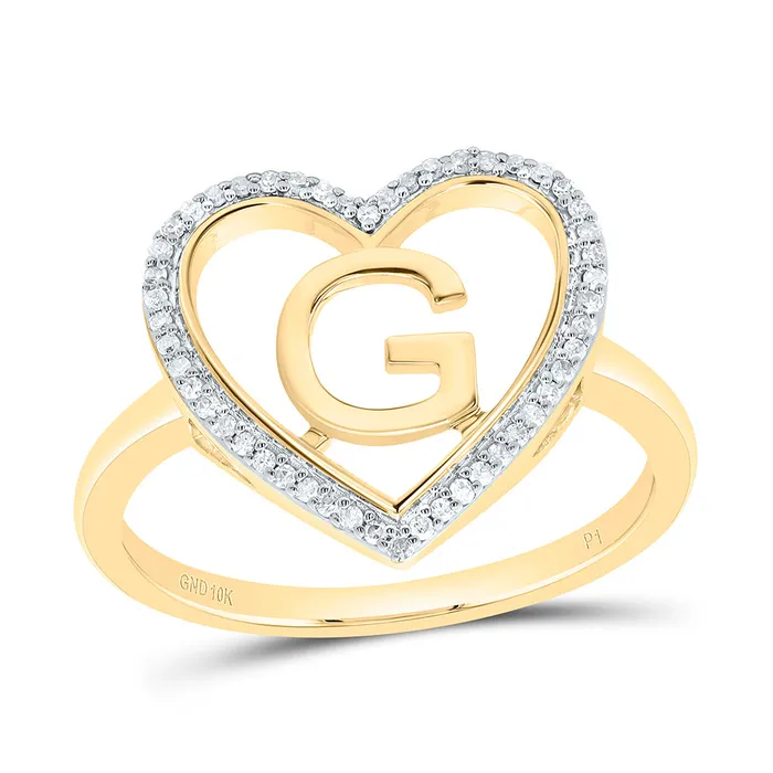 GND Rings 110CtwNat Dia P1 Gift Initial G Ladies Heart Ring