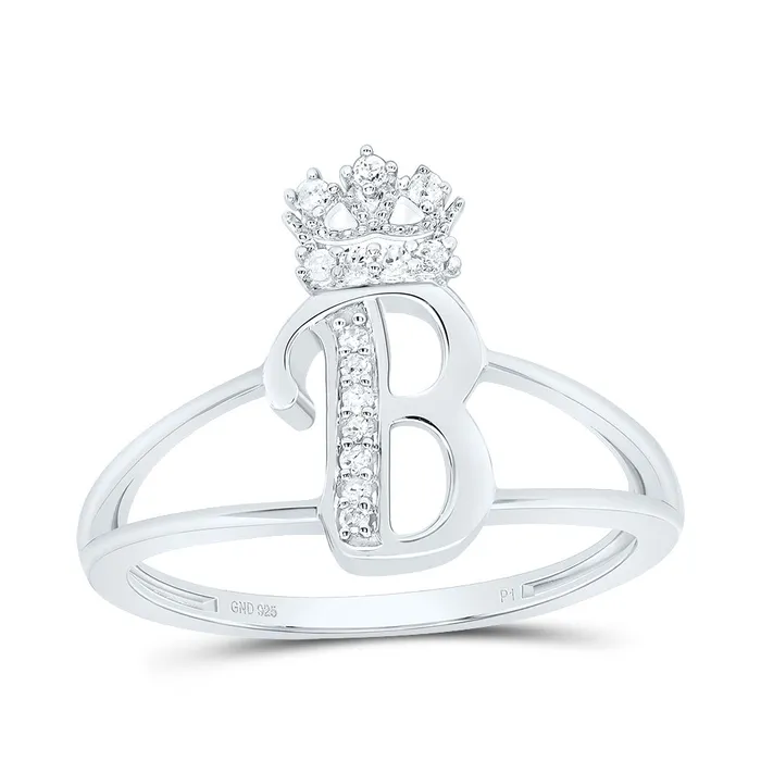 GND Rings 112CtwDia P1 Gift Initial B Crown Ladies Ring 189 grams