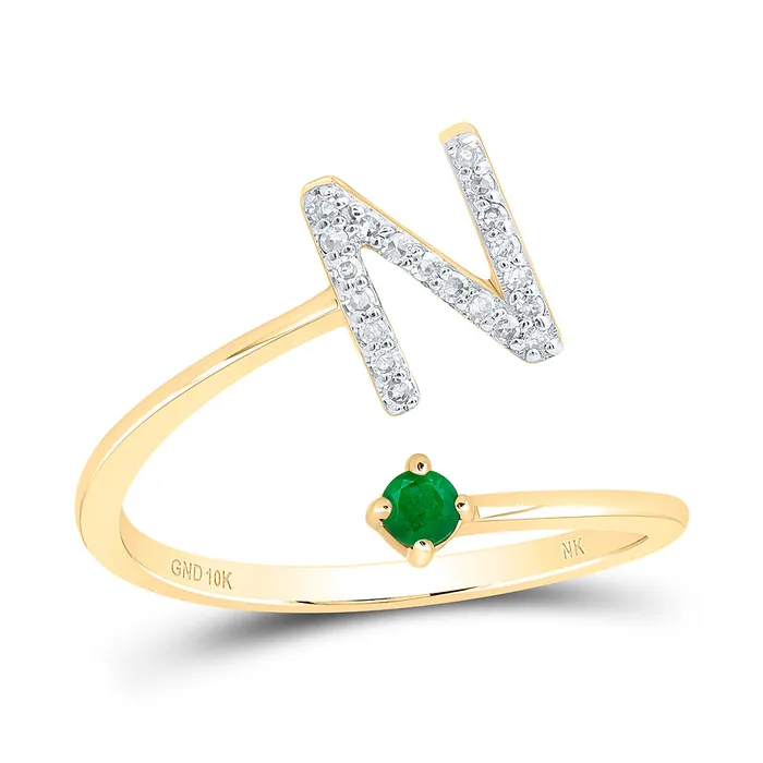 GND Rings 112CtwNat Dia Nk 25Mm RdEm Nat Gem Initial N Ladies Ring 174 grams GND Rings 112CtwNat Dia Nk 25Mm RdEm Nat Gem Initial N Ladies Ring 174 grams