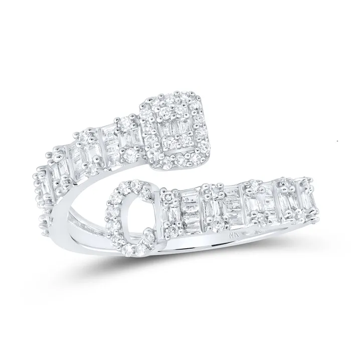 GND Rings 12 CtwNat Dia Nk Fashion Initial C Ladies Cuff Ring 203 grams