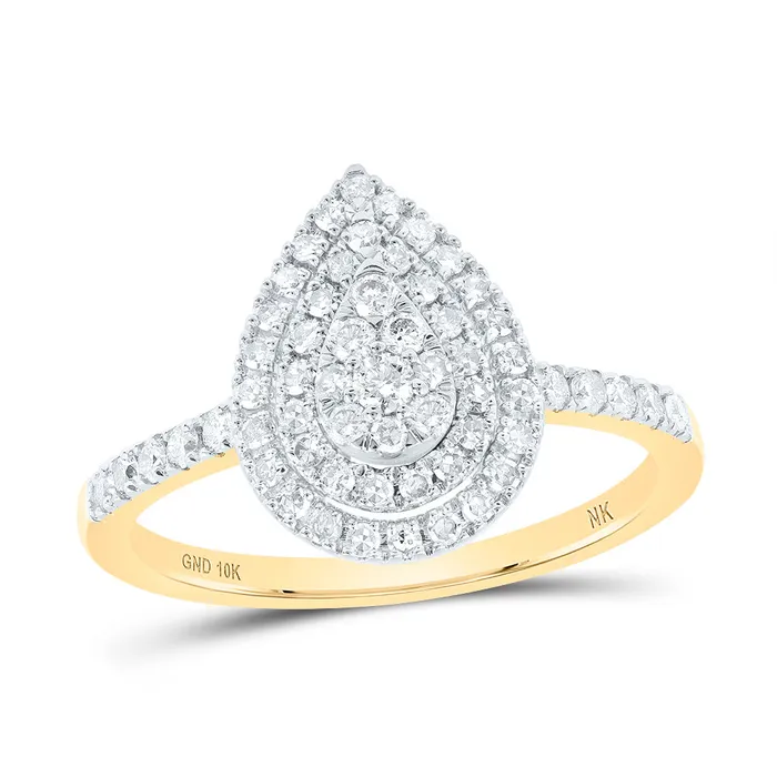 GND Rings 12CtwDia Nk Pear Ring 24 grams