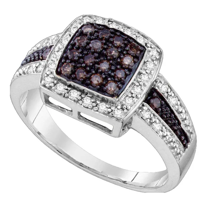 GND Rings 10Kt White Gold 12CtDia Natural Brown Ring S9 392 grams