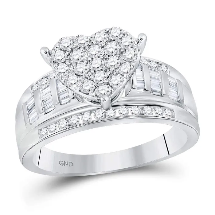 GND Rings 10Kt White Gold 1CtwDia Cindy Heart RingS6 462 grams