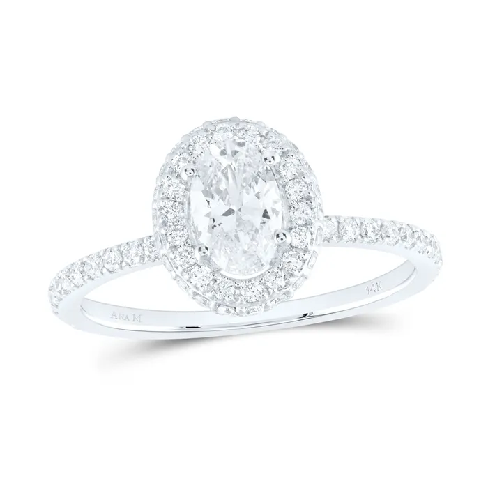 GND Rings 14Kt White Gold 1CtwDia Ana M 12CtCov Single Halo Engagement Ring 217 grams GND Rings 14Kt White Gold 1CtwDia Ana M 12CtCov Single Halo Engagement Ring 217 grams