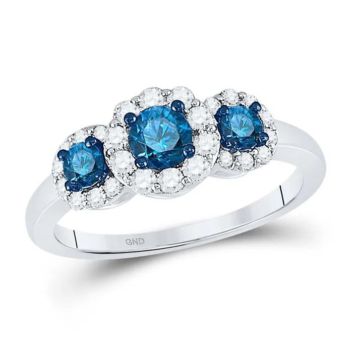 GND Rings Gold 3stone Bridal Wedding Engagement Ring 1 Cttw Round Blue Color Treated Diamond Womens 214 grams GND Rings Gold 3stone Bridal Wedding Engagement Ring 1 Cttw Round Blue Color Treated Diamond Womens 214 grams