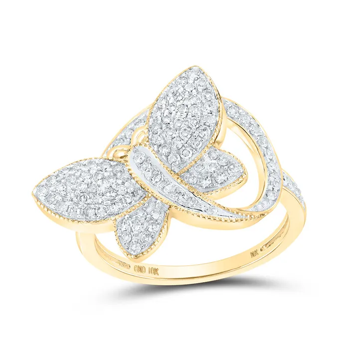 GND Rings Gold Butterfly Ring 12 Cttw Round Natural Diamond Womens 348 grams GND Rings Gold Butterfly Ring 12 Cttw Round Natural Diamond Womens 348 grams