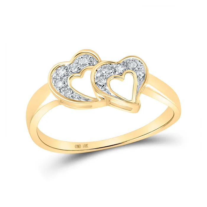 GND Rings Gold Double Heart Ring 120 Cttw Round Natural Diamond Womens 178 grams GND Rings Gold Double Heart Ring 120 Cttw Round Natural Diamond Womens 178 grams