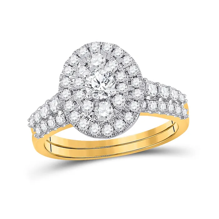 GND Rings Gold Halo Bridal Wedding Ring Band Set 1 Cttw Round Natural Diamond Womens 404 grams GND Rings Gold Halo Bridal Wedding Ring Band Set 1 Cttw Round Natural Diamond Womens 404 grams