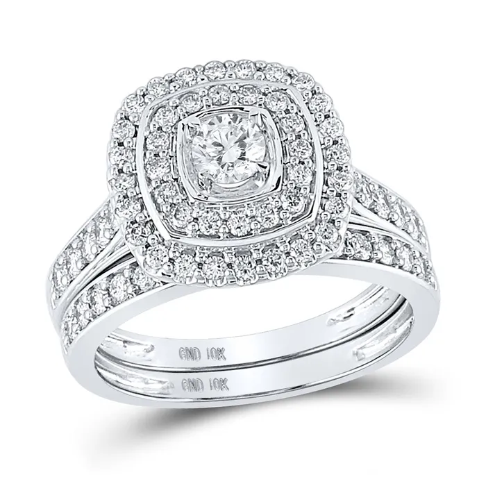 GND Rings Gold Halo Bridal Wedding Ring Band Set 1 Cttw Round Natural Diamond Womens 549 grams GND Rings Gold Halo Bridal Wedding Ring Band Set 1 Cttw Round Natural Diamond Womens 549 grams