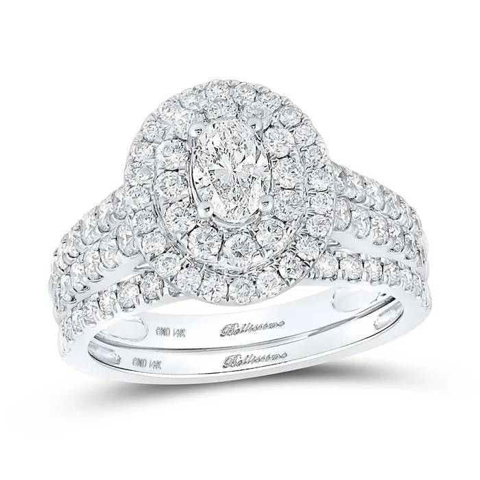 GND Rings Gold Halo Bridal Wedding Ring Band Set 2 Cttw Oval Natural Diamond Womens 669 grams GND Rings Gold Halo Bridal Wedding Ring Band Set 2 Cttw Oval Natural Diamond Womens 669 grams