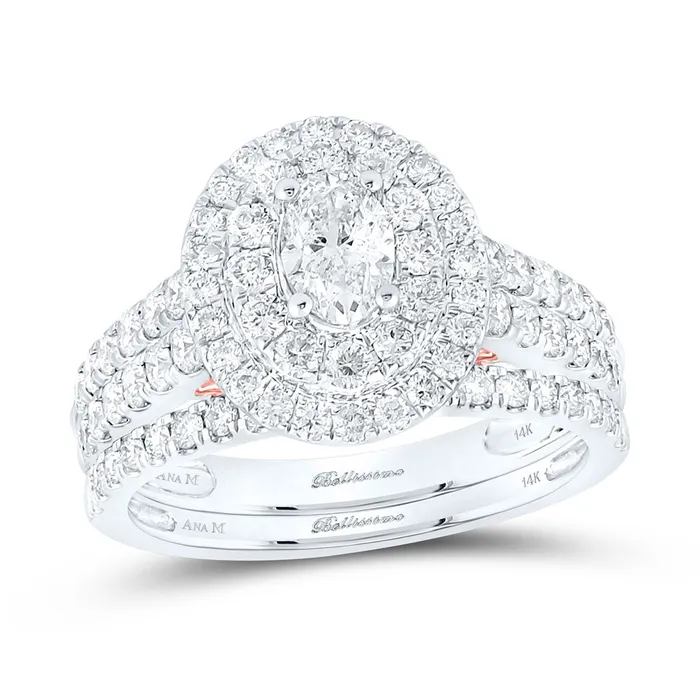 GND Rings Gold Halo Bridal Wedding Ring Band Set 2 Cttw Oval Natural Diamond Womens 669 grams GND Rings Gold Halo Bridal Wedding Ring Band Set 2 Cttw Oval Natural Diamond Womens 669 grams