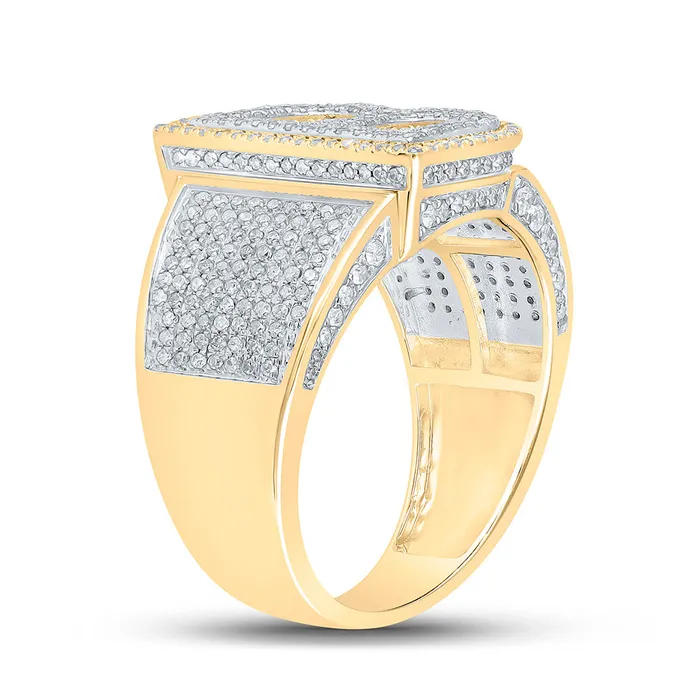 GND Rings Gold Initial B Letter Ring 115 Cttw Round Natural Diamond Mens 852 grams GND Rings Gold Initial B Letter Ring 115 Cttw Round Natural Diamond Mens 852 grams