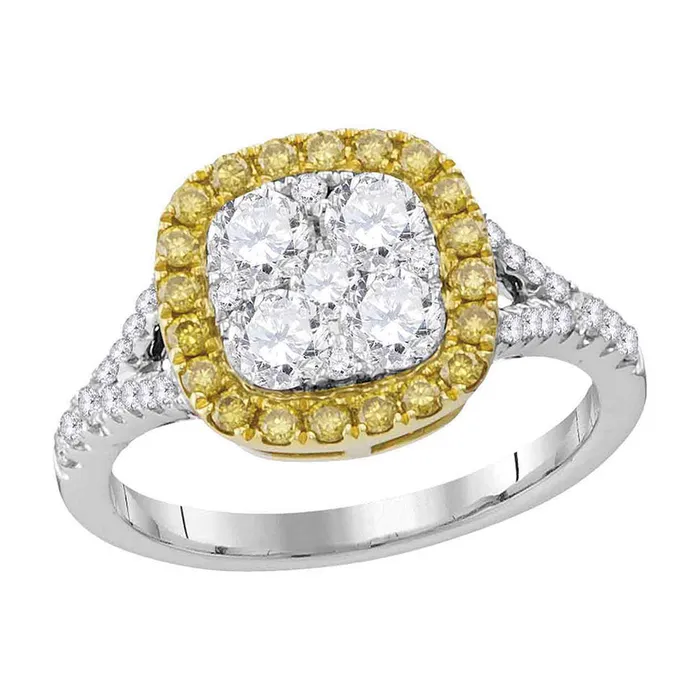 GND Rings Gold Square Cluster Ring 113 Cttw Round Yellow Diamond Womens 4 grams GND Rings Gold Square Cluster Ring 113 Cttw Round Yellow Diamond Womens 4 grams