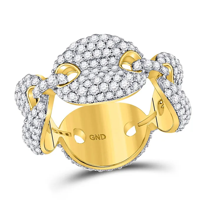 GND Rings Gold Statement Link Band Ring 2 Cttw Round Natural Diamond Mens 557 grams GND Rings Gold Statement Link Band Ring 2 Cttw Round Natural Diamond Mens 557 grams