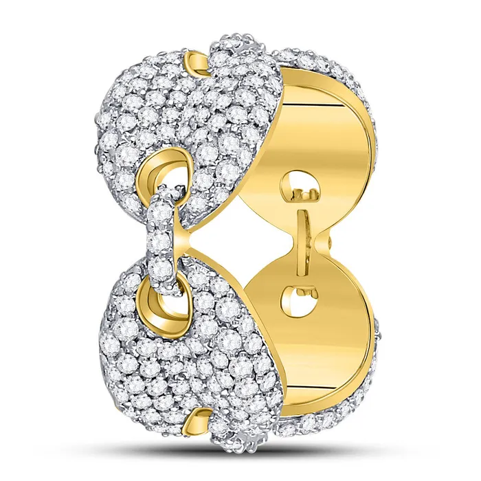 GND Rings Gold Statement Link Band Ring 2 Cttw Round Natural Diamond Mens 557 grams GND Rings Gold Statement Link Band Ring 2 Cttw Round Natural Diamond Mens 557 grams