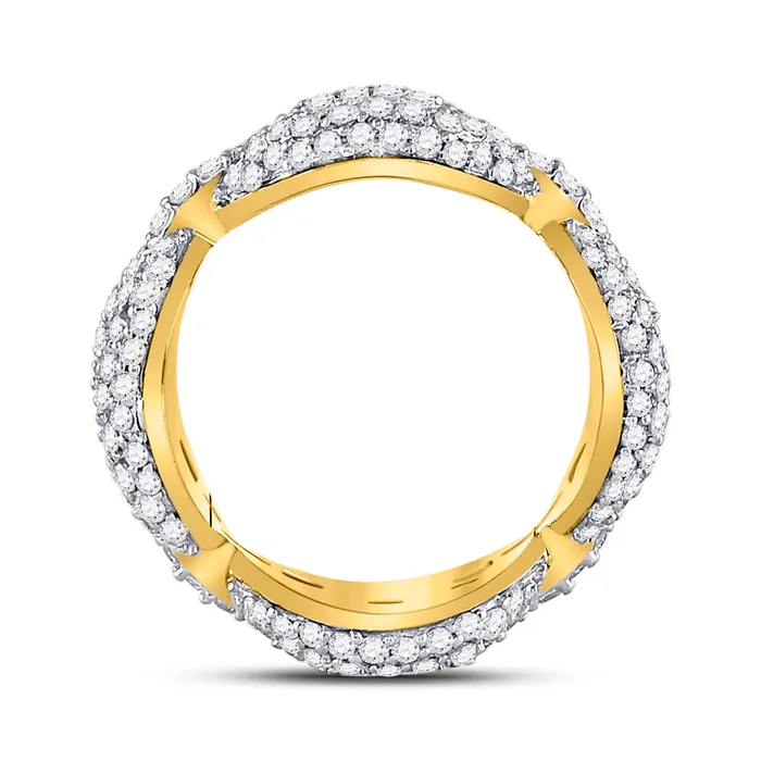 GND Rings Gold Statement Link Band Ring 2 Cttw Round Natural Diamond Mens 557 grams GND Rings Gold Statement Link Band Ring 2 Cttw Round Natural Diamond Mens 557 grams