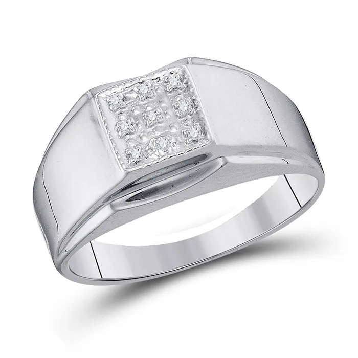 GND Rings Sterling Silver Square Cluster Ring 03 Cttw Round Natural Diamond Mens 343 grams