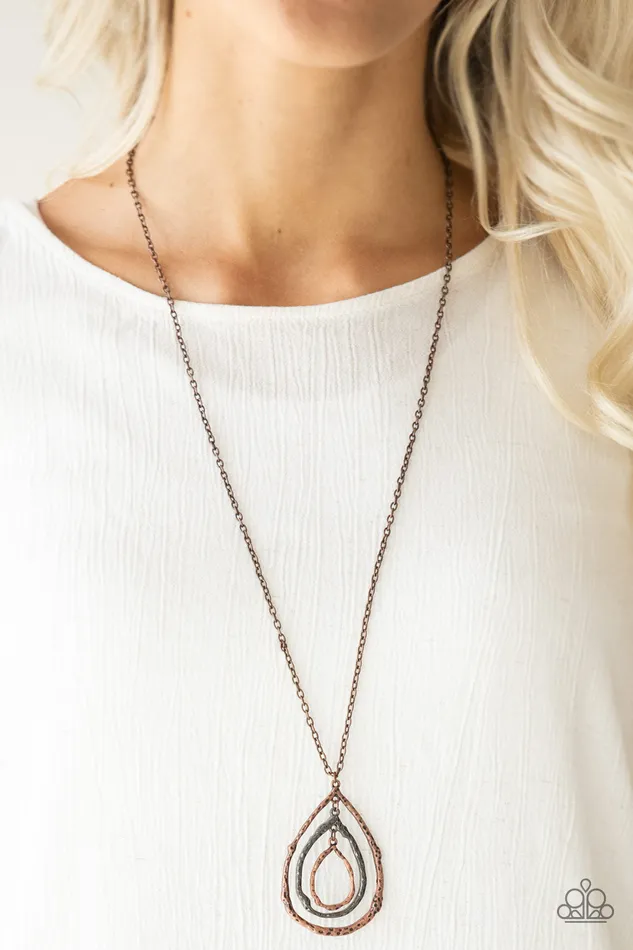 Going For Grit Copper and Gunmetal Oval Necklace Paparazzi Paparazzi Accessories Necklaces