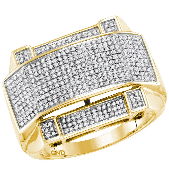 Gold Arched Rectangle Cluster Ring 58 Cttw Round Natural Diamond Mens 708 grams GND Rings Gold Arched Rectangle Cluster Ring 58 Cttw Round Natural Diamond Mens 708 grams GND Rings