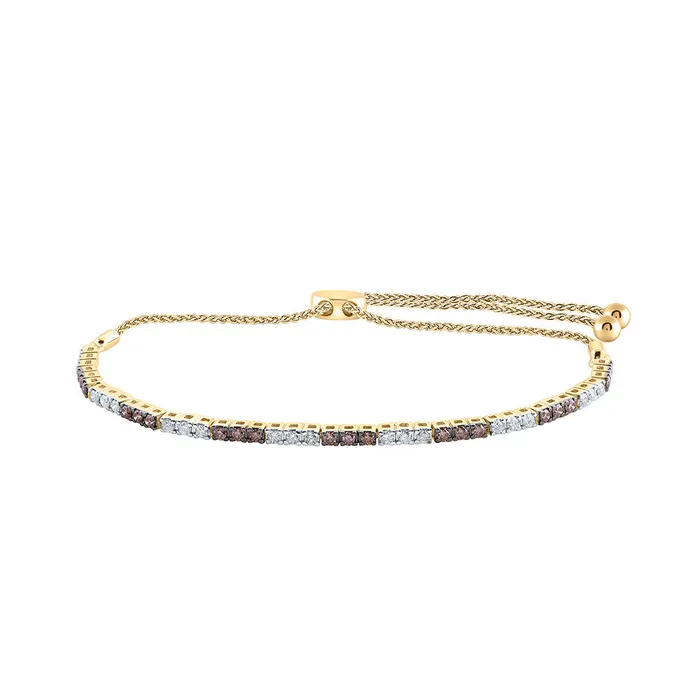 Gold Bolo Bracelet 1 Cttw Round Brown Diamond Womens 326 grams GND Bracelets