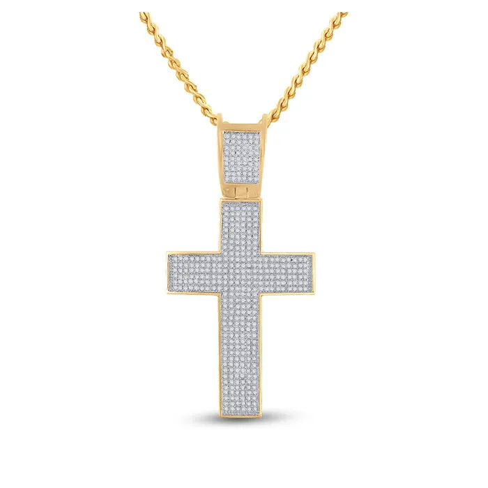 Gold Cross Cross Charm Pendant 1 Cttw Round Natural Diamond Mens 835 grams GND Necklaces Gold Cross Cross Charm Pendant 1 Cttw Round Natural Diamond Mens 835 grams GND Necklaces
