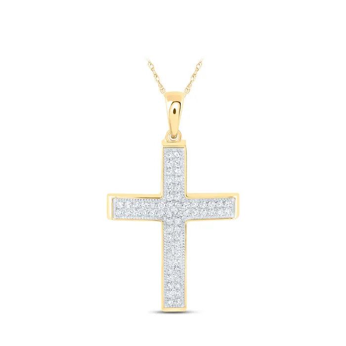 Gold Cross Pendant 38 Cttw Round Natural Diamond Womens 231 grams GND Necklaces Gold Cross Pendant 38 Cttw Round Natural Diamond Womens 231 grams GND Necklaces