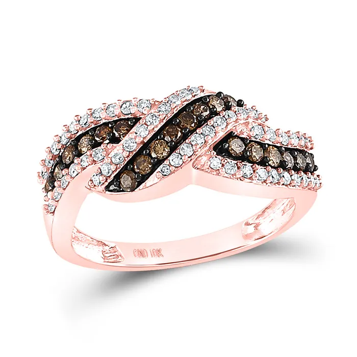 Gold Crossover Band Ring 34 Cttw Round Brown Diamond Womens 244 grams GND Rings Gold Crossover Band Ring 34 Cttw Round Brown Diamond Womens 244 grams GND Rings