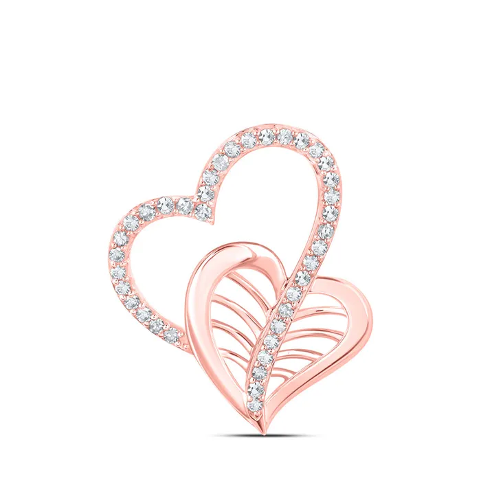Gold Double Heart Pendant 15 Cttw Round Natural Diamond Womens 149 grams GND Necklaces Gold Double Heart Pendant 15 Cttw Round Natural Diamond Womens 149 grams GND Necklaces