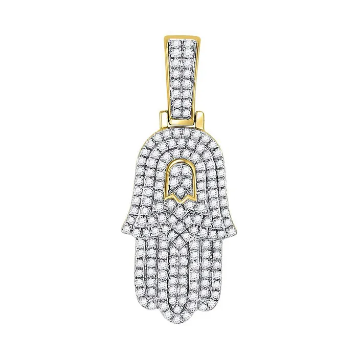 Gold Hamsa Hamsa Charm Pendant 12 Cttw Round Natural Diamond Mens 208 grams GND Necklaces Gold Hamsa Hamsa Charm Pendant 12 Cttw Round Natural Diamond Mens 208 grams GND Necklaces