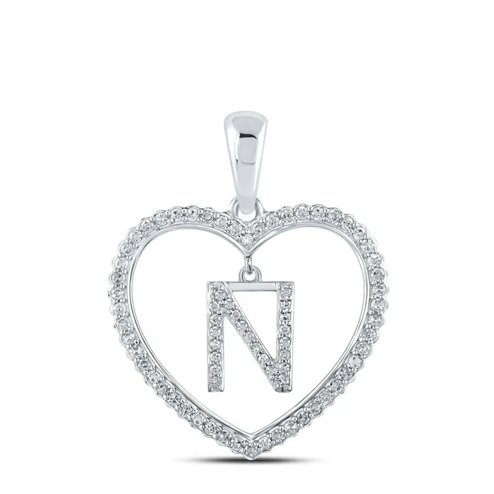 Gold Heart N Letter Pendant 14 Cttw Round Natural Diamond Womens 203 grams GND Necklaces