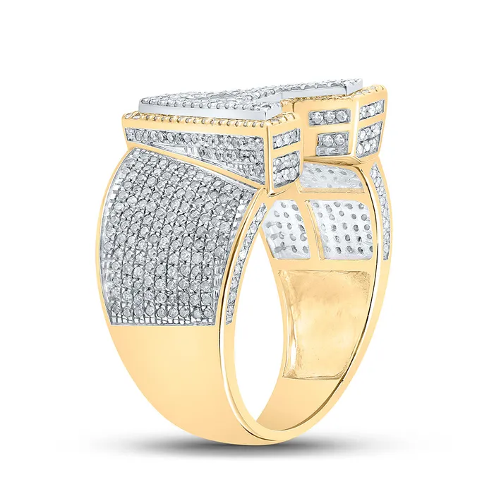 Gold Initial A Letter Ring 114 Cttw Round Natural Diamond Mens 998 grams GND Rings Gold Initial A Letter Ring 114 Cttw Round Natural Diamond Mens 998 grams GND Rings