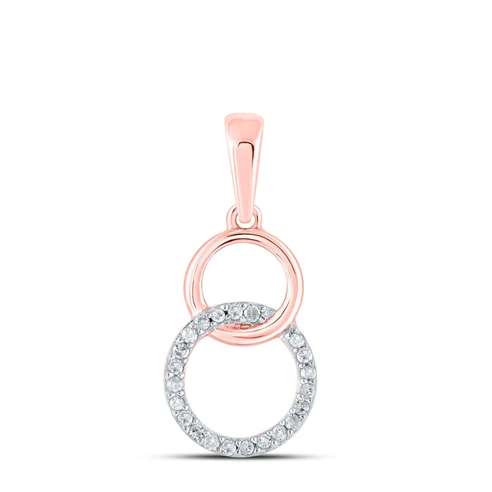 Gold Interlocking Circle Pendant 120 Cttw Round Natural Diamond Womens 066 grams GND Necklaces