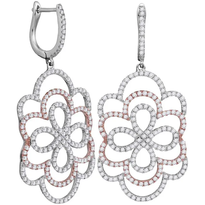 Gold Ripple Dangle Earrings 134 Cttw Round Natural Diamond Womens 815 grams GND Earrings Gold Ripple Dangle Earrings 134 Cttw Round Natural Diamond Womens 815 grams GND Earrings