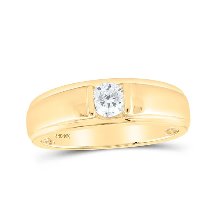 Gold Solitaire Band Ring 12 Cttw Round Natural Diamond Mens 474 grams GND Rings Gold Solitaire Band Ring 12 Cttw Round Natural Diamond Mens 474 grams GND Rings