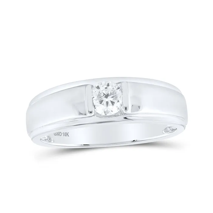 Gold Solitaire Band Ring 12 Cttw Round Natural Diamond Mens 474 grams GND Rings Gold Solitaire Band Ring 12 Cttw Round Natural Diamond Mens 474 grams GND Rings