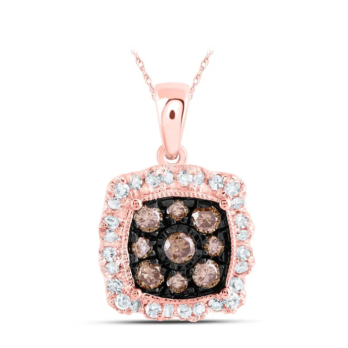 Gold Square Pendant 38 Cttw Round Brown Diamond Womens 118 grams GND Necklaces Gold Square Pendant 38 Cttw Round Brown Diamond Womens 118 grams GND Necklaces