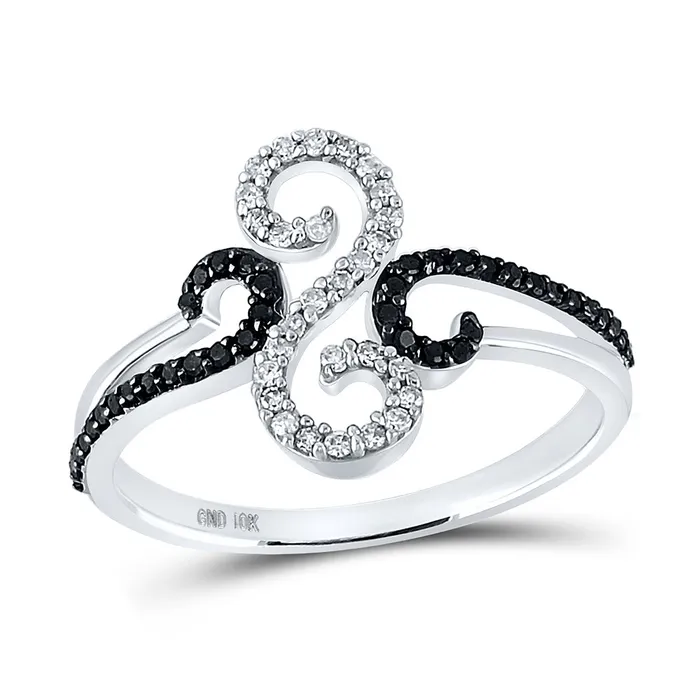 Gold Swirl Fashion Ring 15 Cttw Round Black Color Treated Diamond Womens 195 grams GND Rings Gold Swirl Fashion Ring 15 Cttw Round Black Color Treated Diamond Womens 195 grams GND Rings