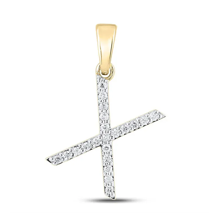 Gold X Letter Pendant 16 Cttw Round Natural Diamond Womens 11 grams GND Necklaces Gold X Letter Pendant 16 Cttw Round Natural Diamond Womens 11 grams GND Necklaces