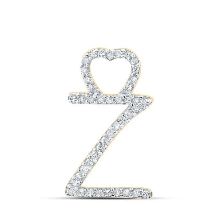 Gold Z Heart Letter Pendant 18 Cttw Round Natural Diamond Womens 085 grams GND Necklaces Gold Z Heart Letter Pendant 18 Cttw Round Natural Diamond Womens 085 grams GND Necklaces