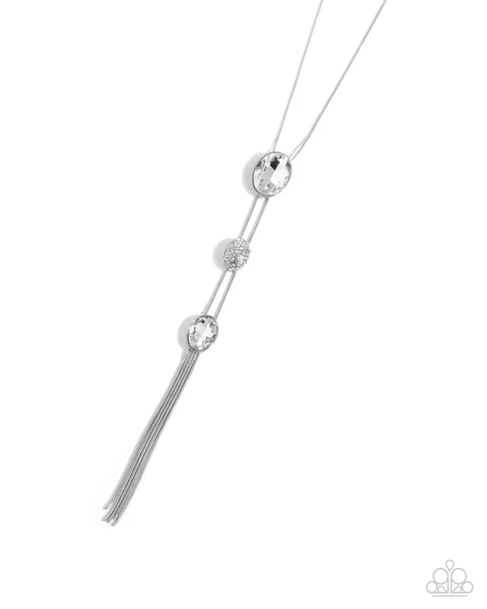 Graduated Glitter White Gem Silver Long Necklace Paparazzi Paparazzi Accessories Necklaces Graduated Glitter White Gem Silver Long Necklace Paparazzi Paparazzi Accessories Necklaces