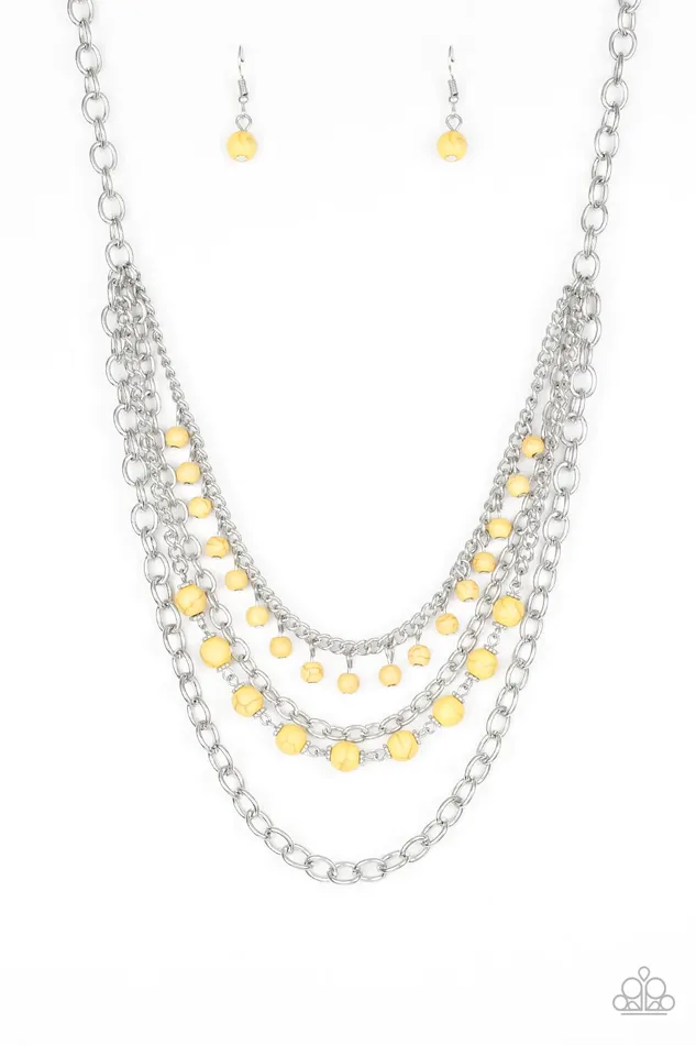 Ground Forces Yellow Stone Silver Chain Layered Necklace Paparazzi Paparazzi Accessories Necklaces Ground Forces Yellow Stone Silver Chain Layered Necklace Paparazzi Paparazzi Accessories Necklaces
