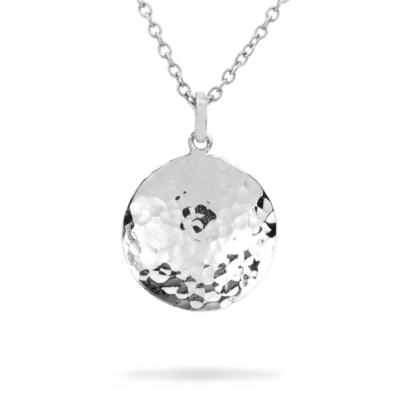 HAMMERED SMALL DISC PENDANT IN STERLING SILVER Penwarden Fine Jewellery Necklaces HAMMERED SMALL DISC PENDANT IN STERLING SILVER Penwarden Fine Jewellery Necklaces