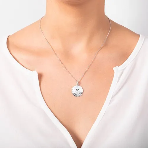 HAMMERED SMALL DISC PENDANT IN STERLING SILVER Penwarden Fine Jewellery Necklaces